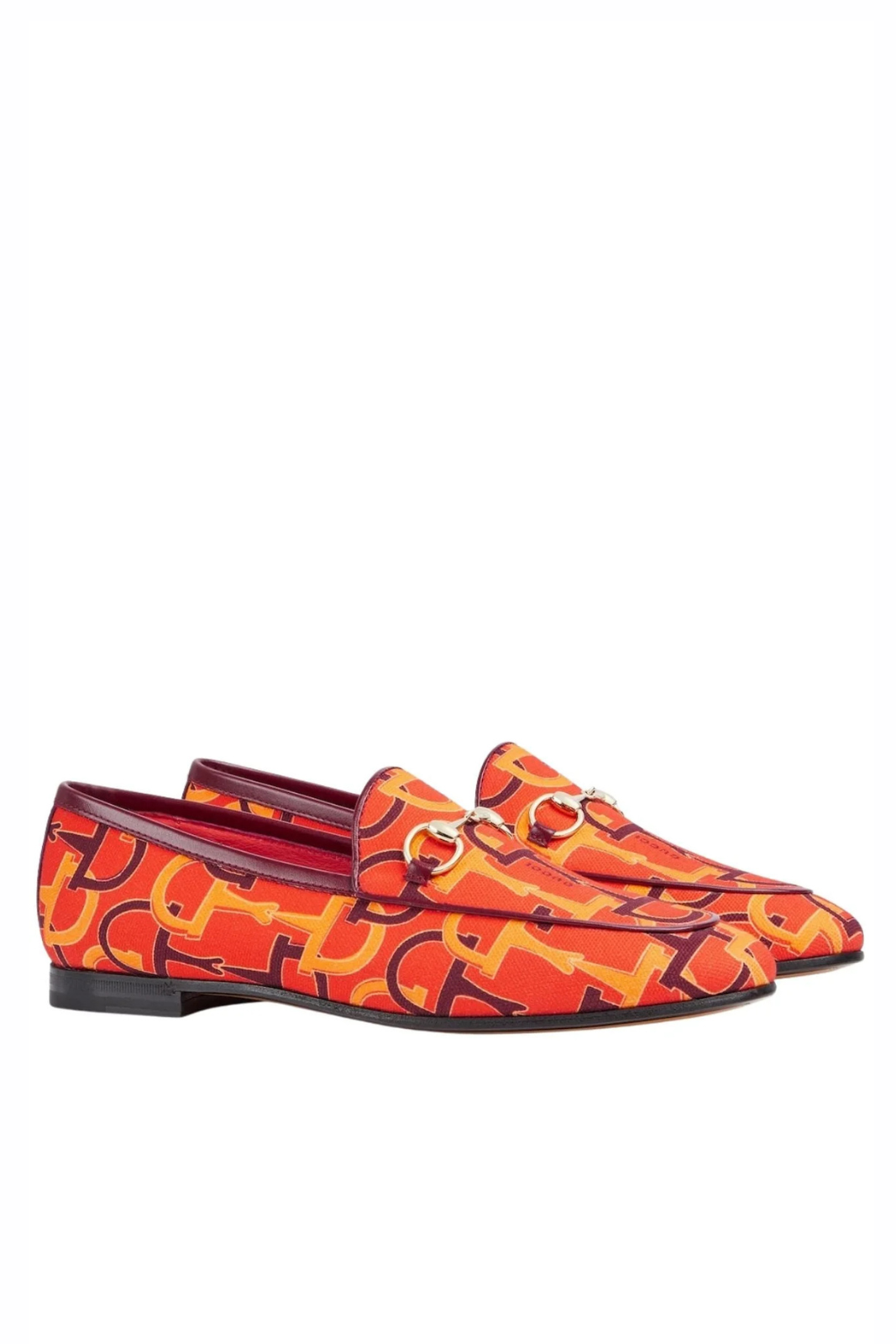 Gucci Jordaan Orange Horsebit Canvas Loafer