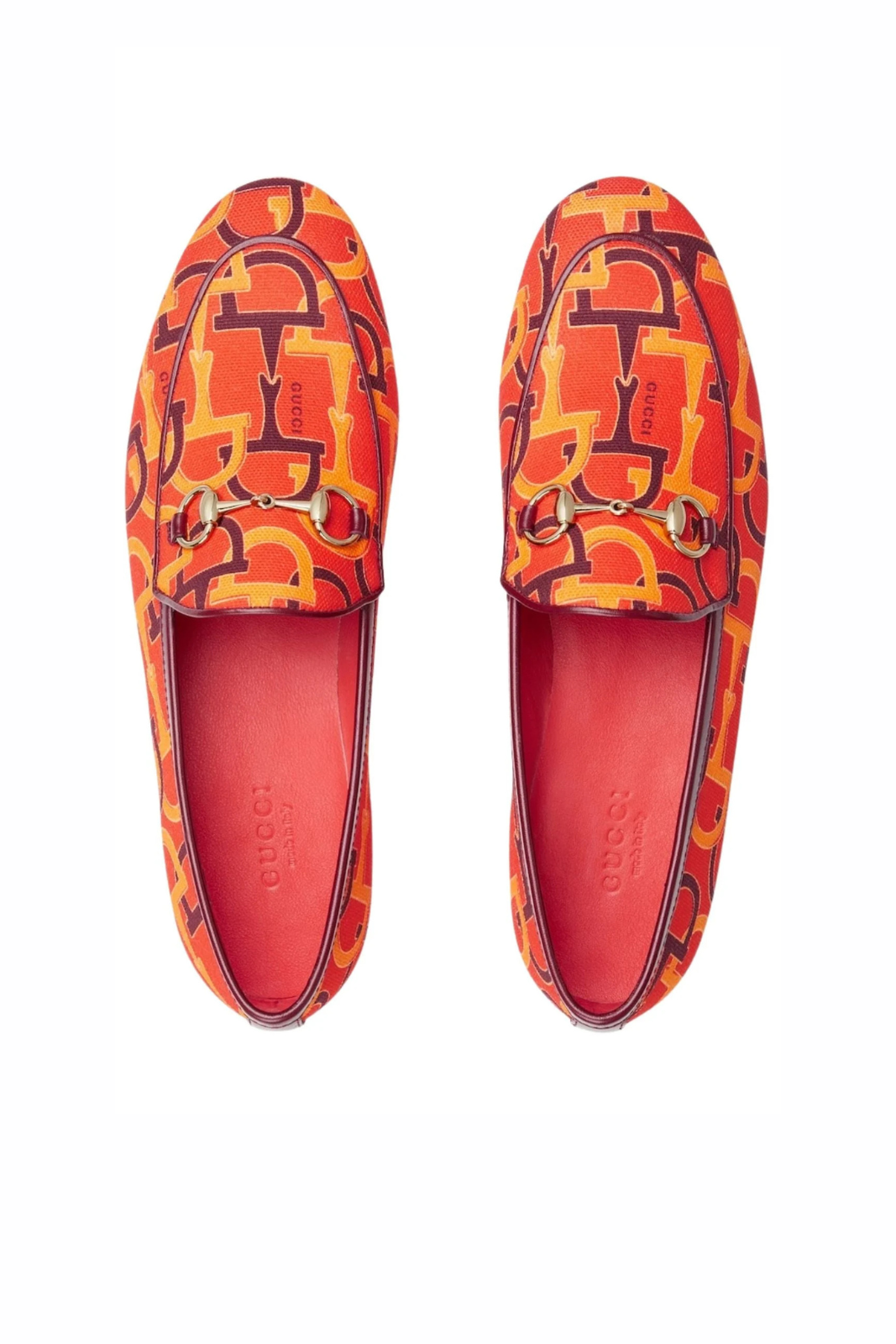 Gucci Jordaan Orange Horsebit Canvas Loafer