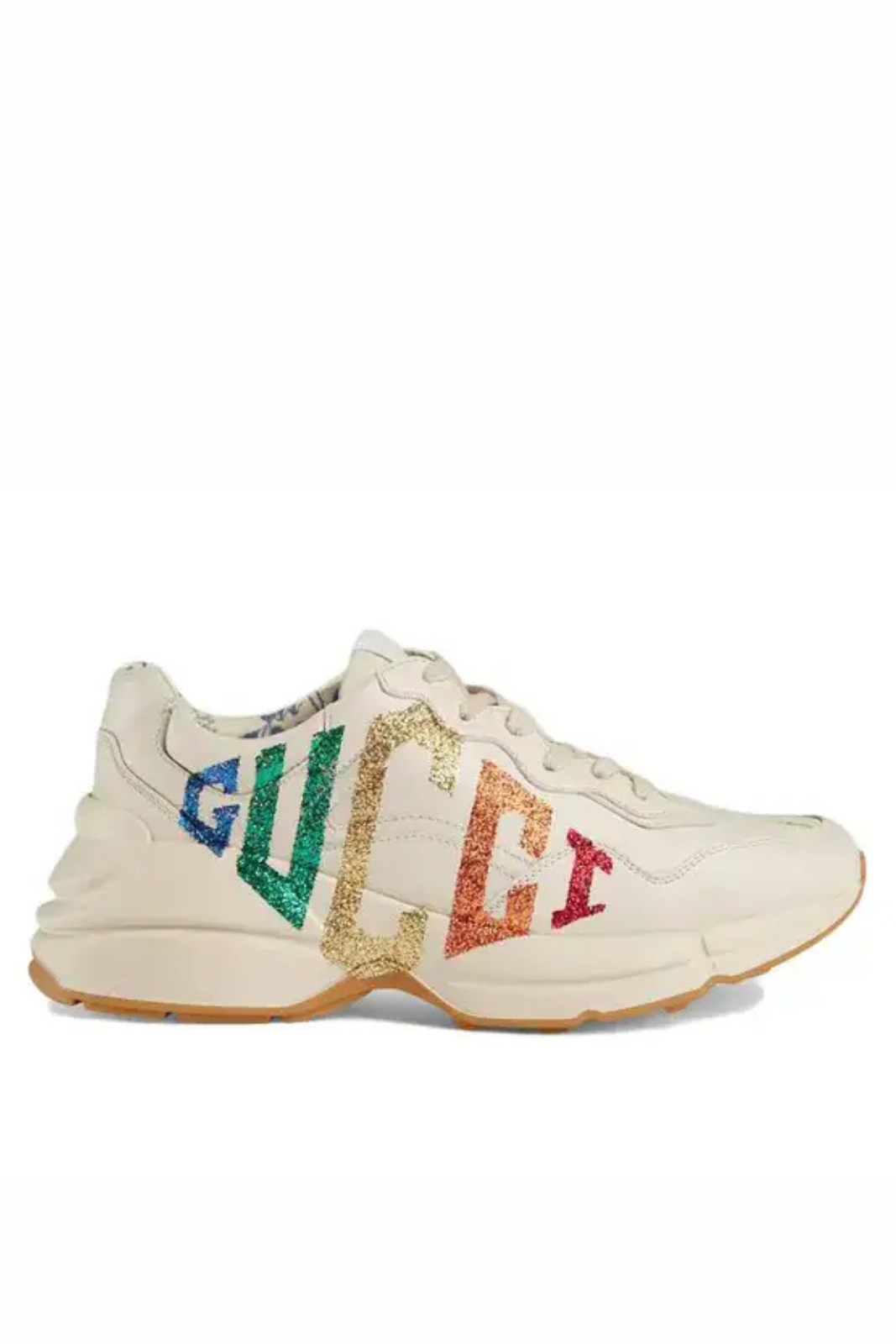 Gucci Beige Rhyton Rainbow Glitter Sneakers