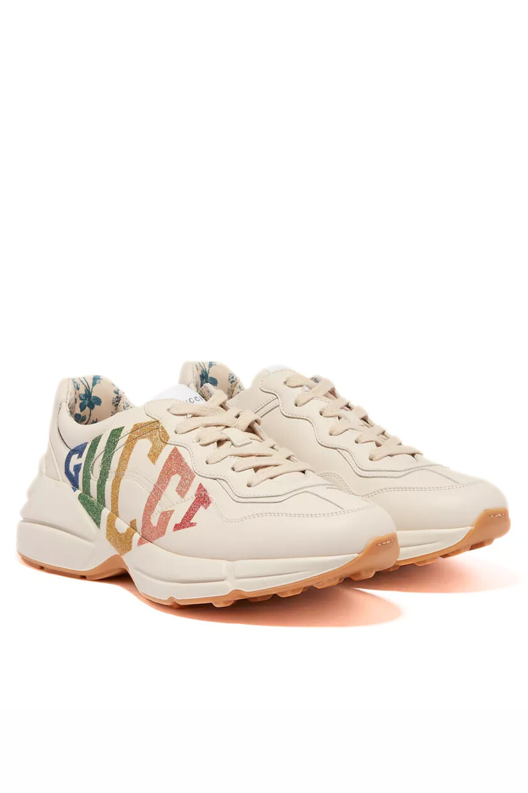 Gucci Beige Rhyton Rainbow Glitter Sneakers