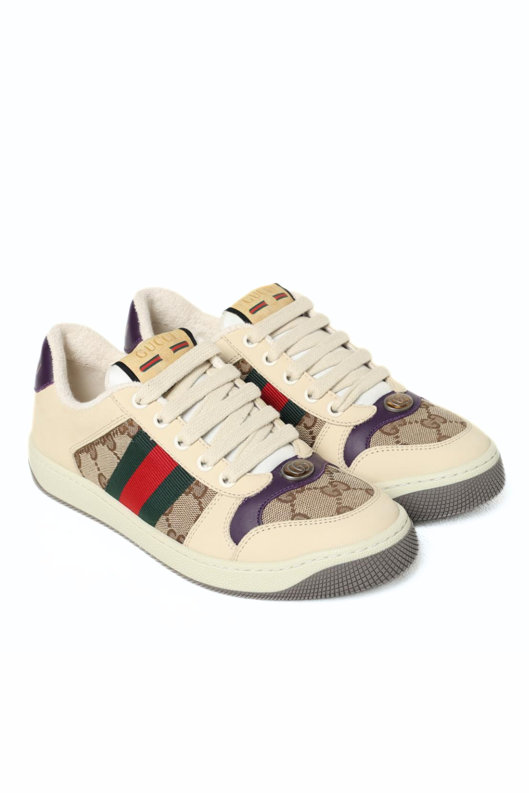Gucci Screener Sneakers in leather and GG Supreme fabric