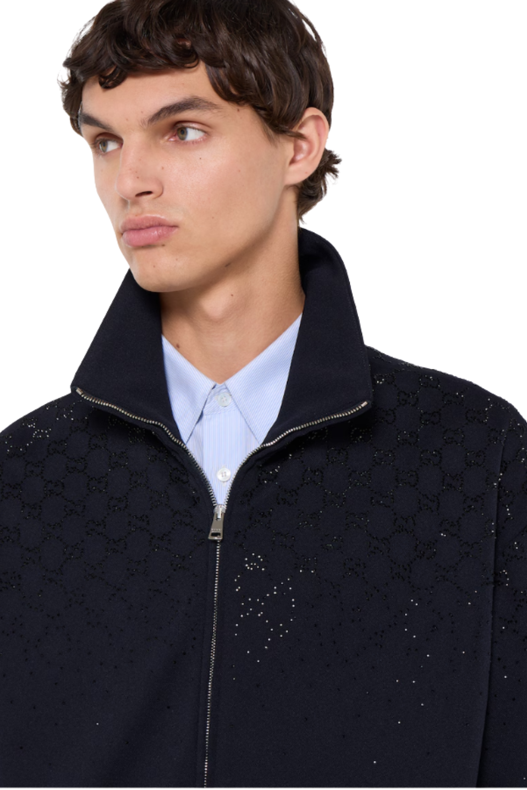 Gucci Technical jersey zip jacket with crystals