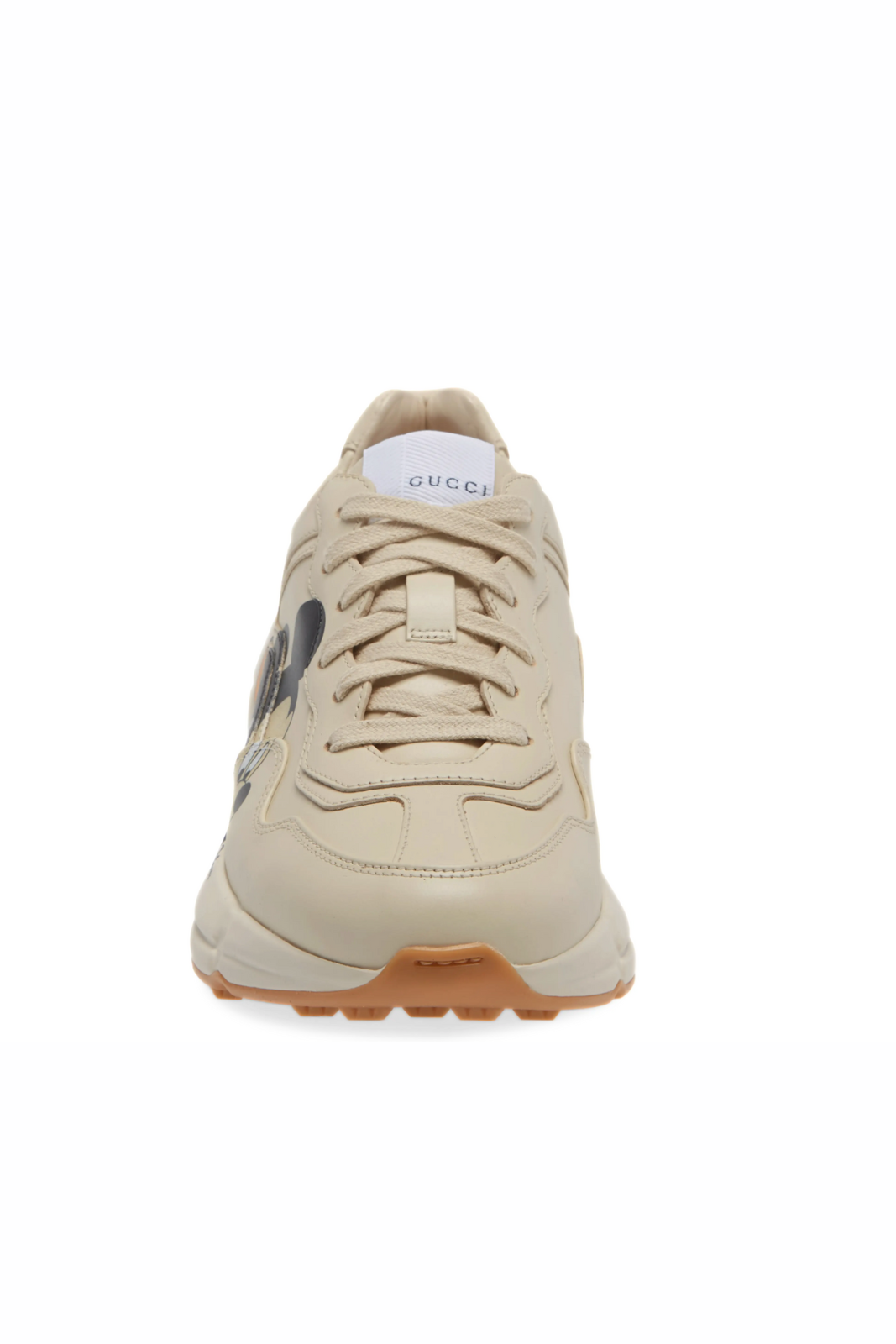 Gucci Beige Leather Disney Mickey Mouse Print Rhyton Sneakers