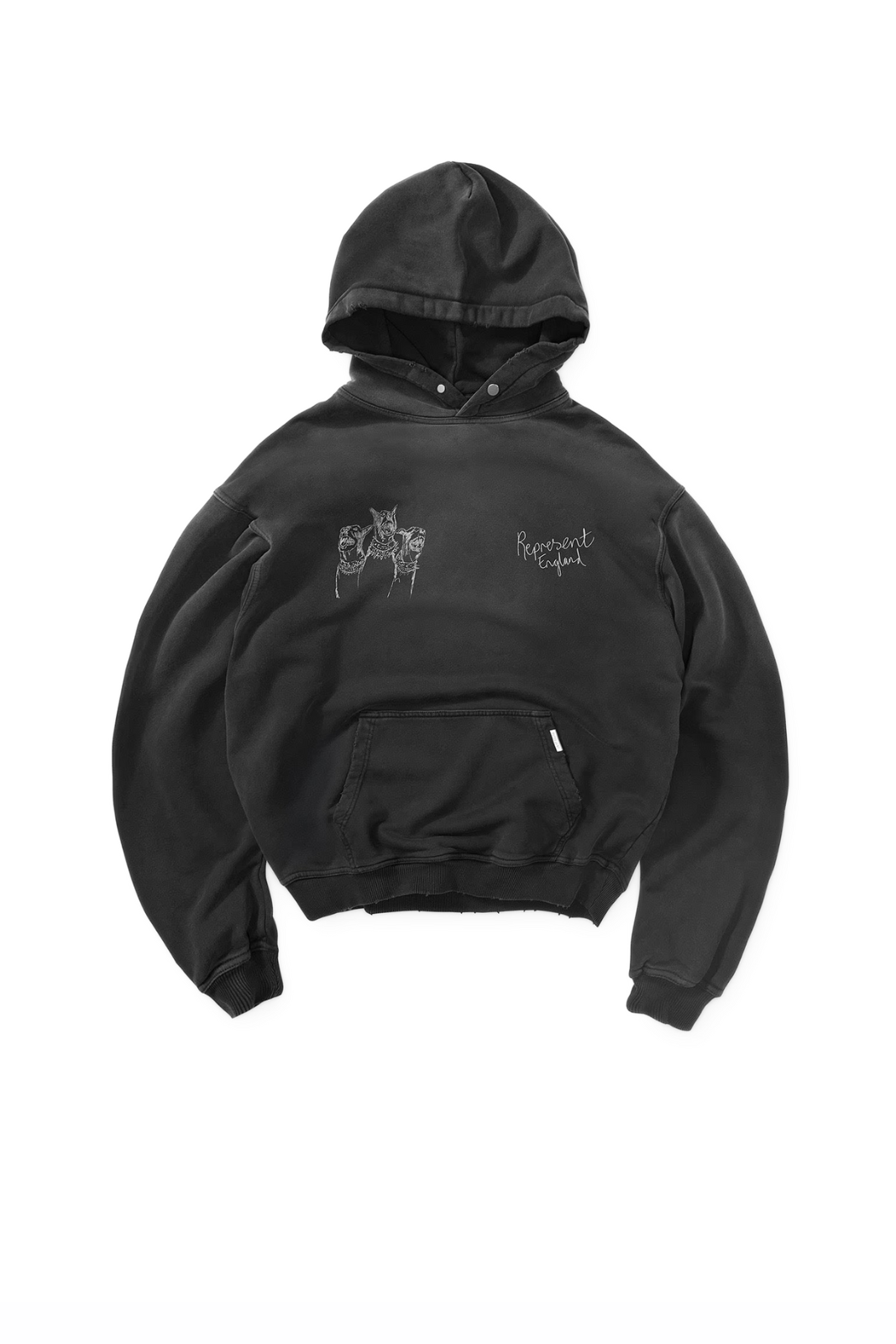 Represent Hand Drawn Thoroughbred Hoodie Aged Black