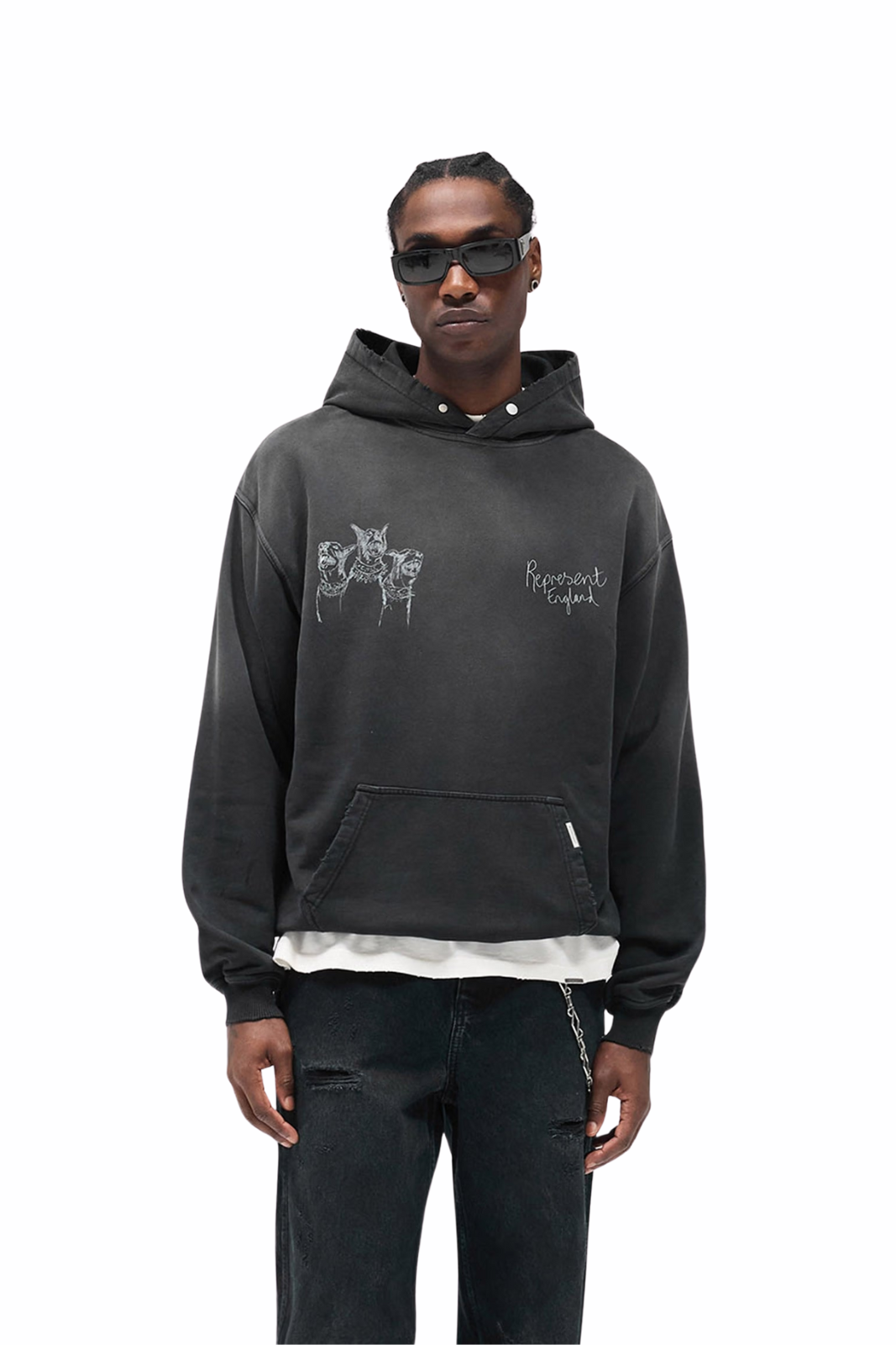Represent Hand Drawn Thoroughbred Hoodie Aged Black