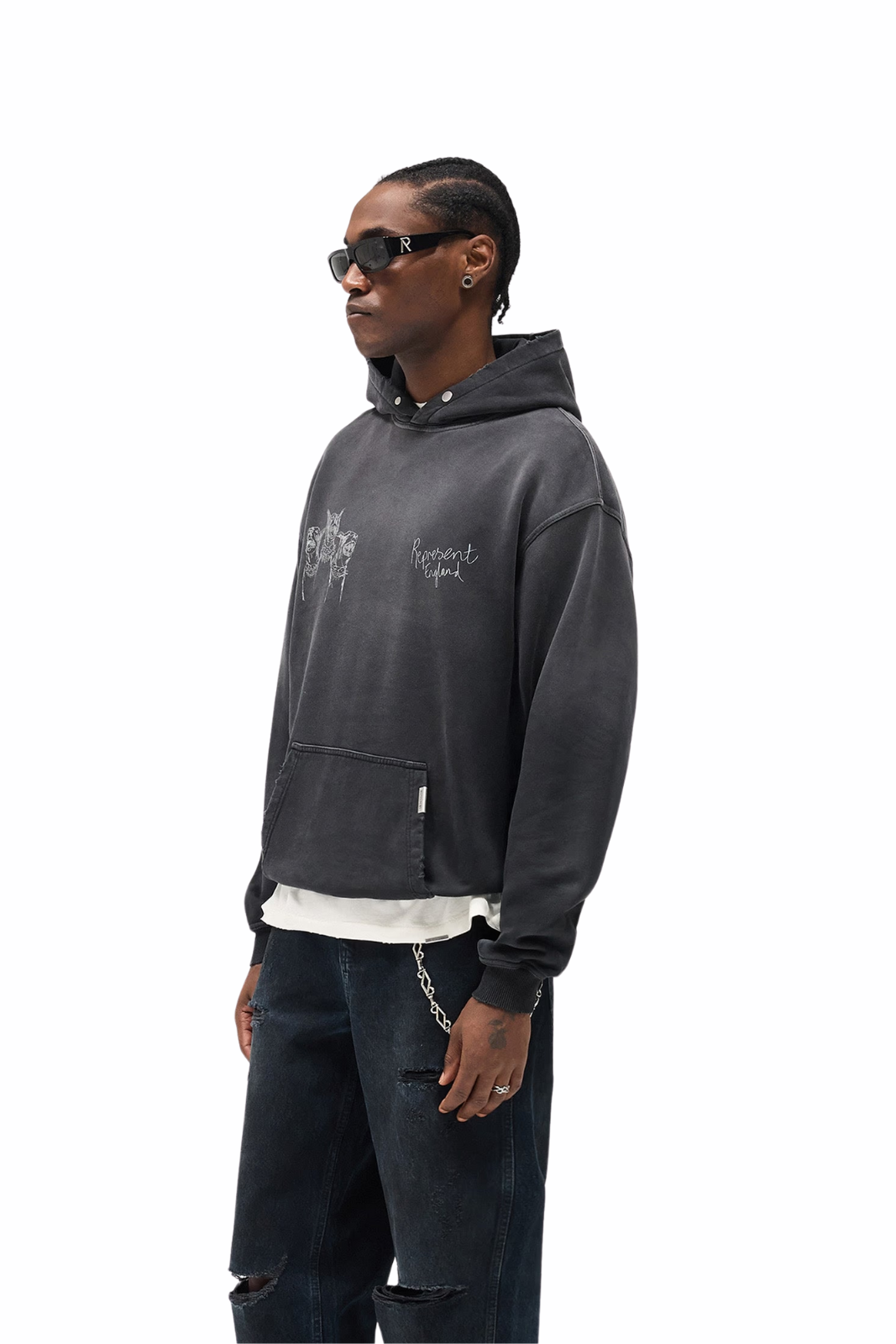 Represent Hand Drawn Thoroughbred Hoodie Aged Black