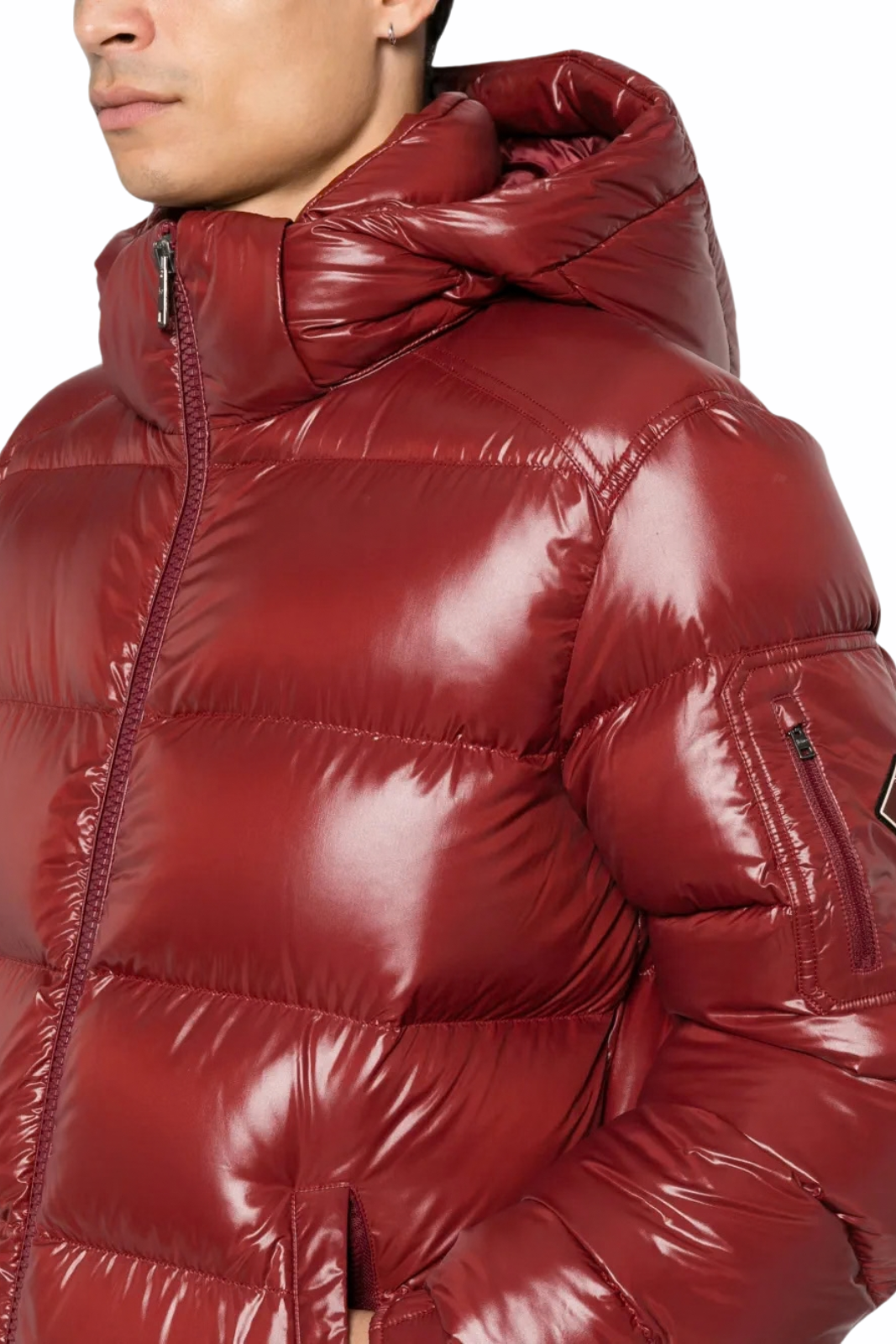 Herno Men's Shiny Down Jacket with Hood Red