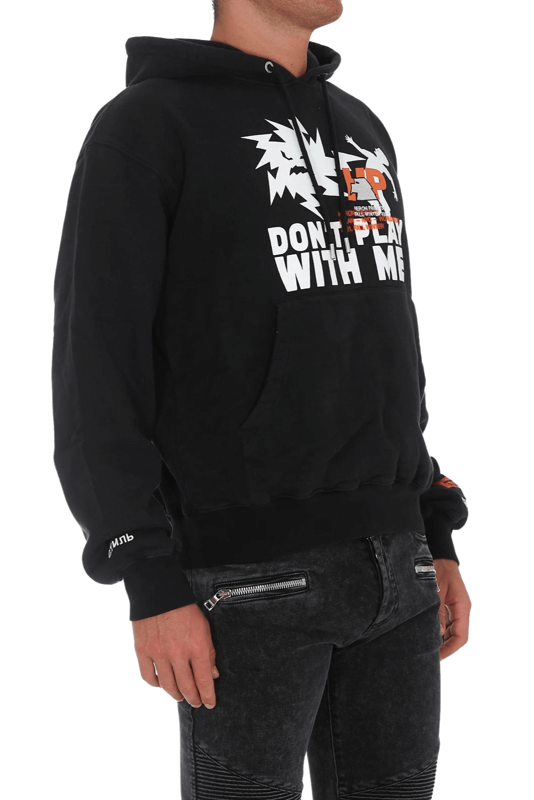 Heron Preston Graphic Slogan Printed Black Hoodie for men