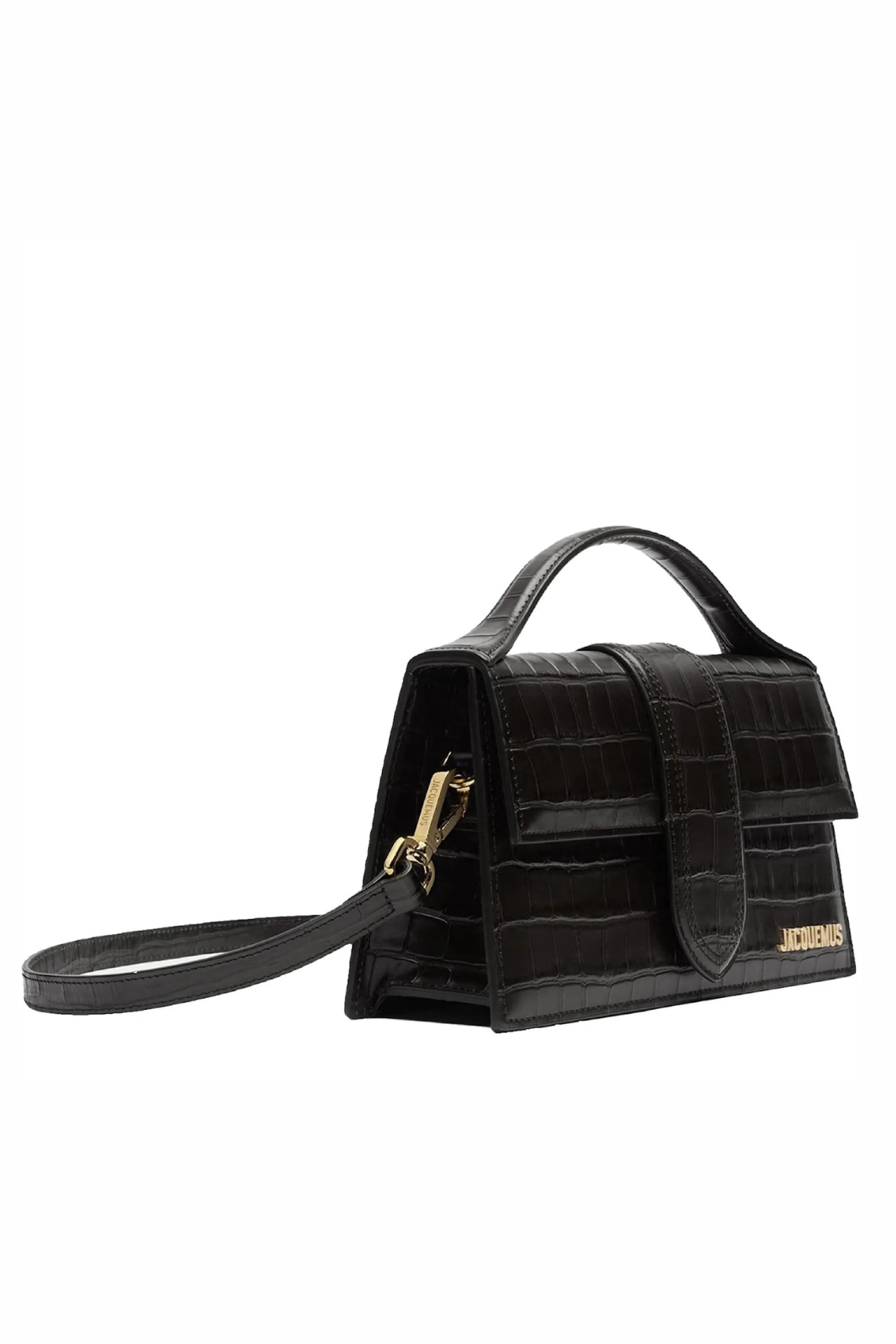 Jacquemus Large Bambino Black Crocodile Crossbody Bag