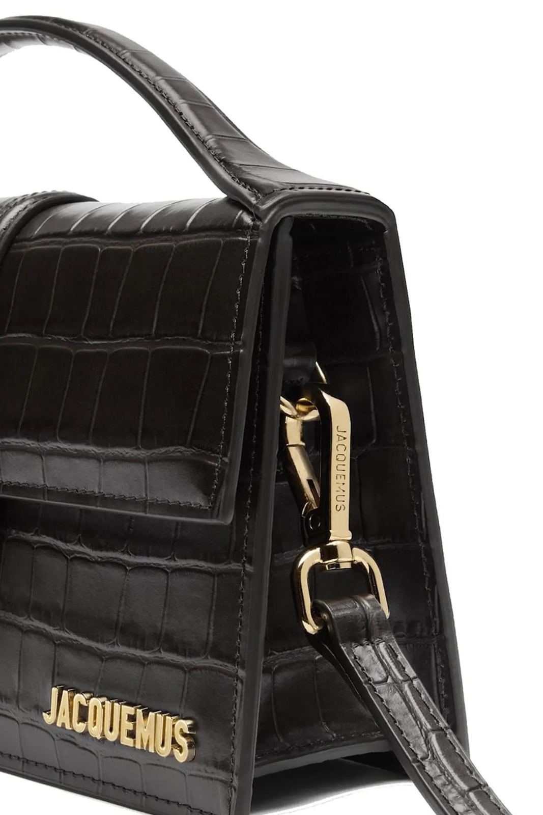 Jacquemus Large Bambino Black Crocodile Crossbody Bag