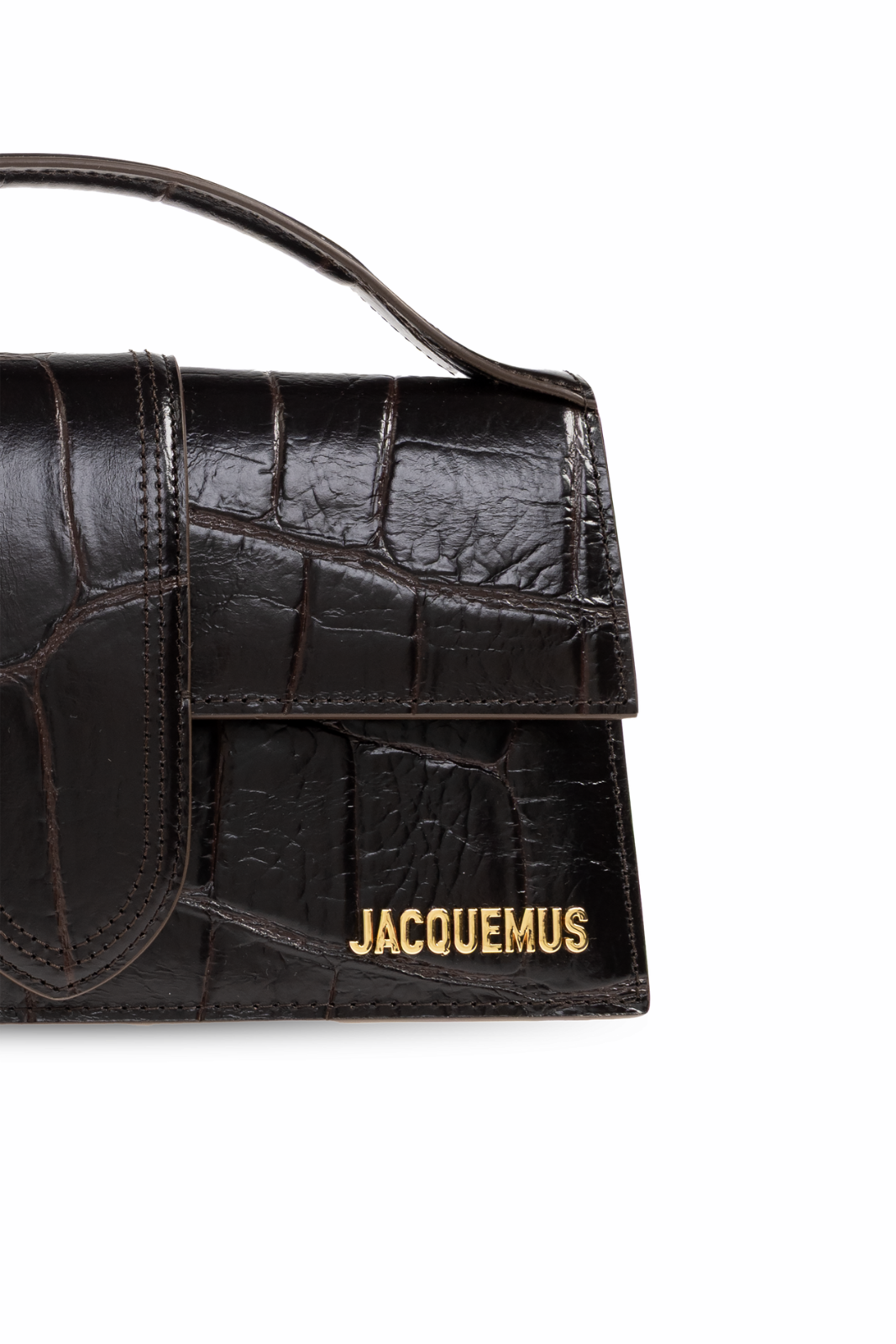 Jacquemus Le Grand Bambino Crocodile Dark Brown