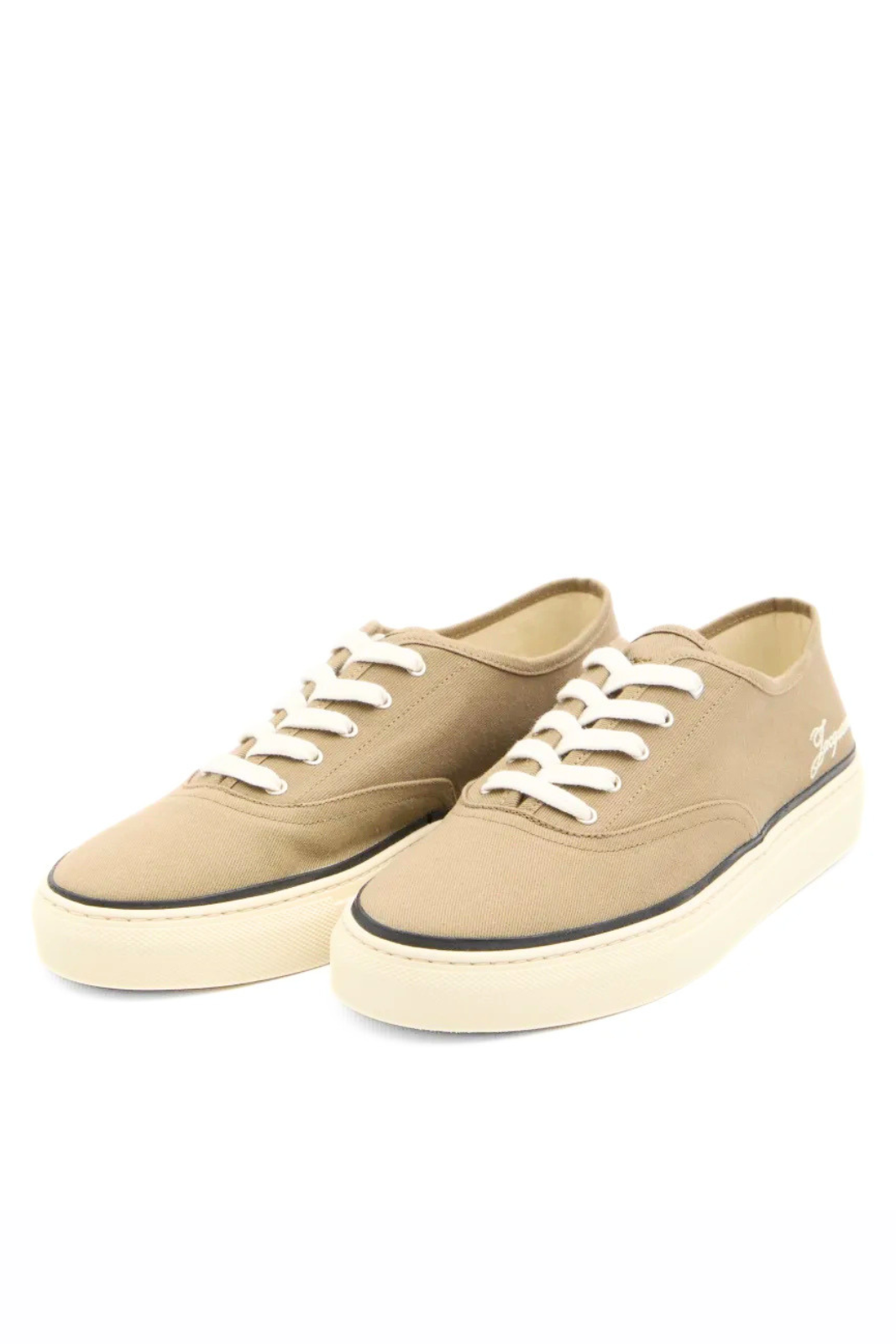 Jacquemus logo embroidered canvas sneakers Beige
