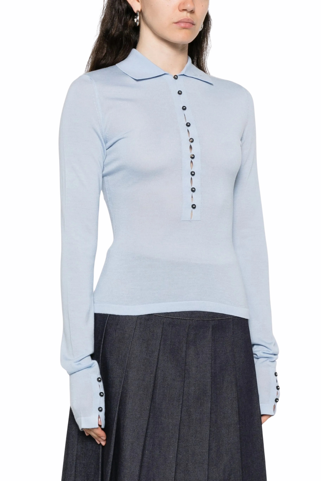 Jacquemus Le Polo Merino long-sleeve polo Blue shirt