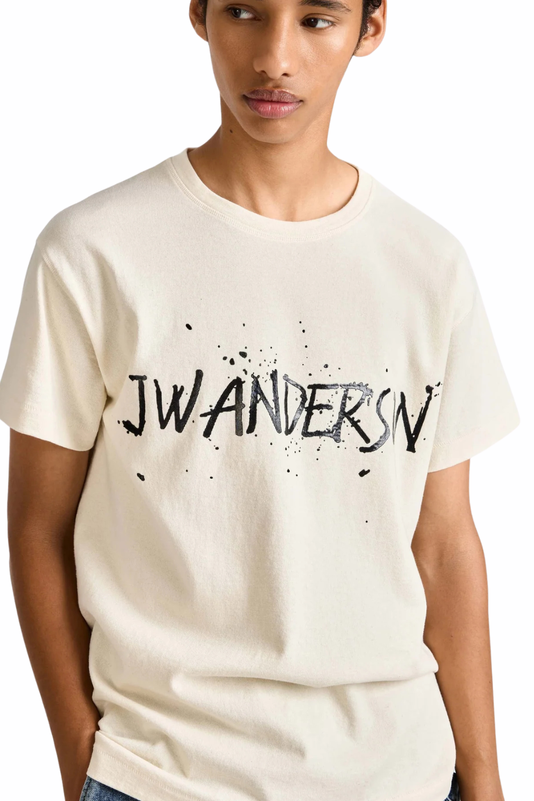 JW Anderson Mens circular t-shirt in ecru