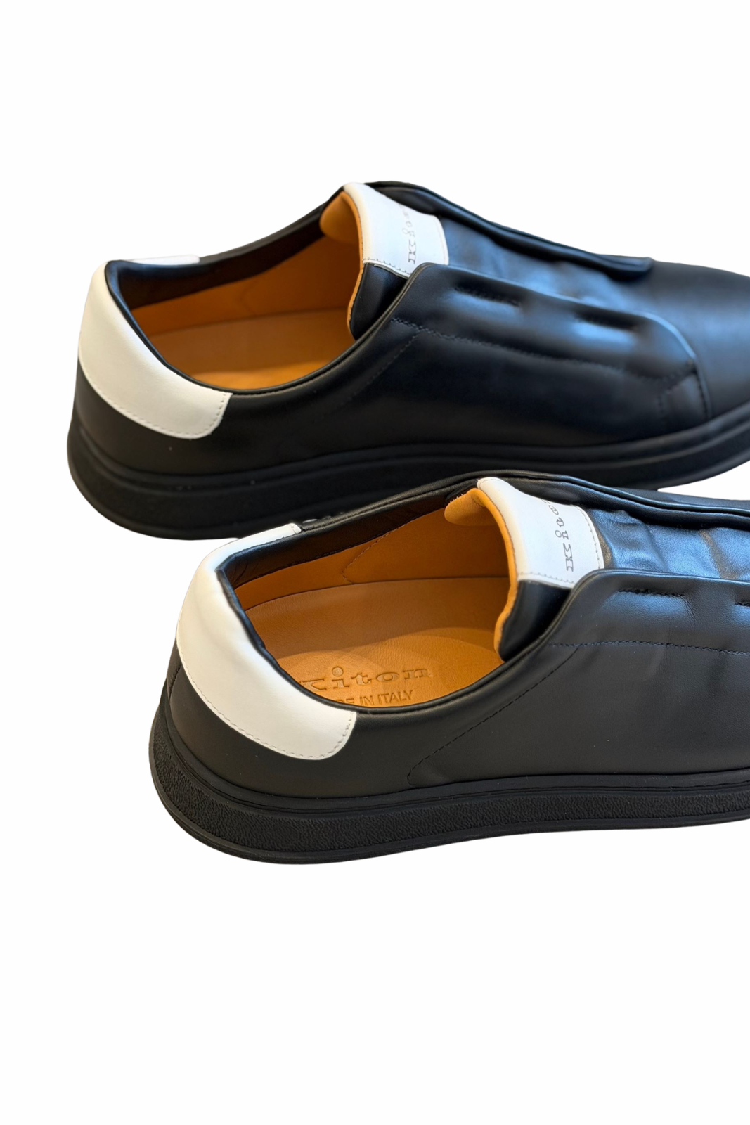 Kiton Men's Leather black White Sneakers