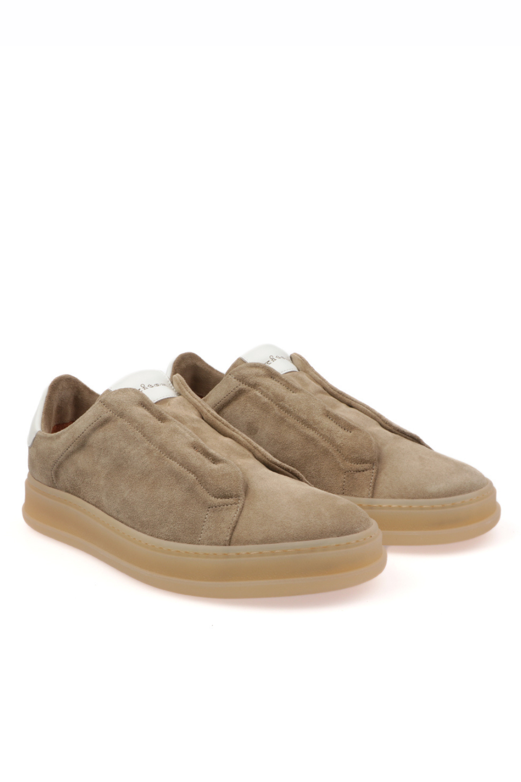 Kiton Men's Suede Sneakers Without Laces Beige