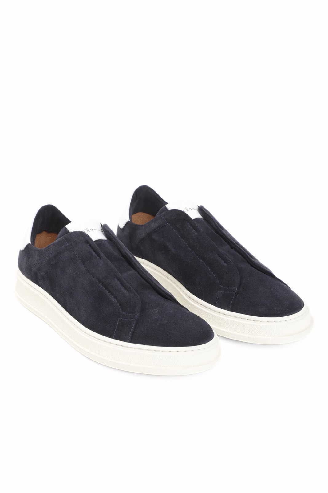 Kiton Men's Suede Sneakers Without Laces navy