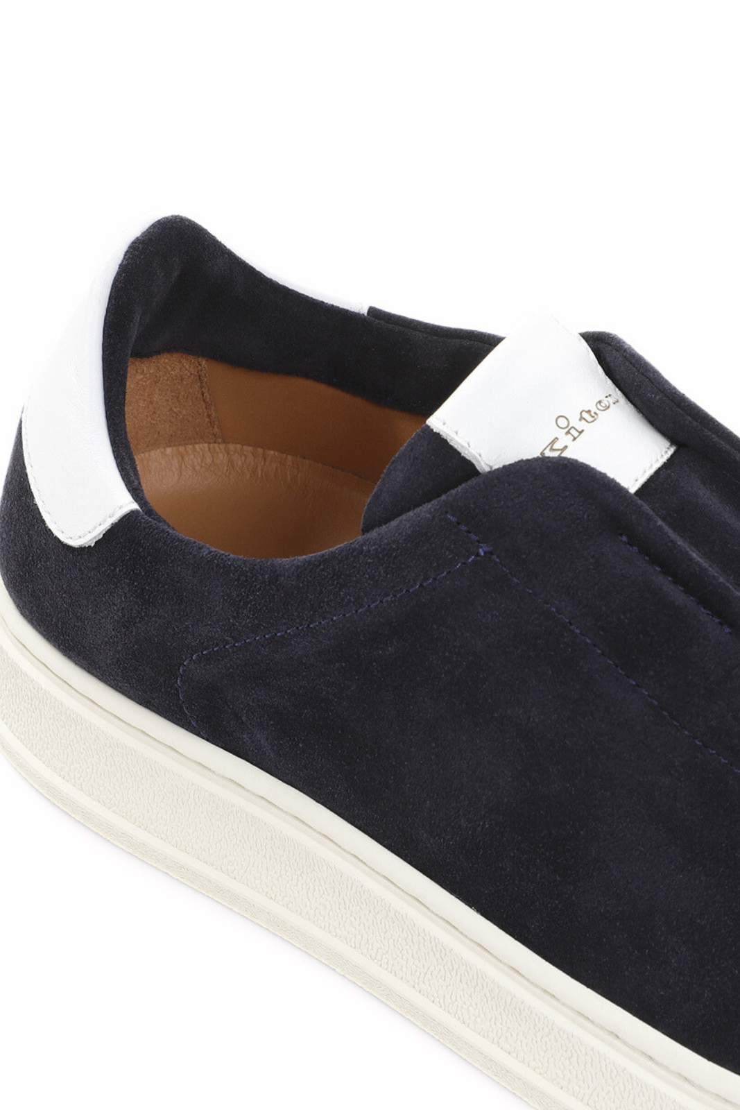 Kiton Men's Suede Sneakers Without Laces navy