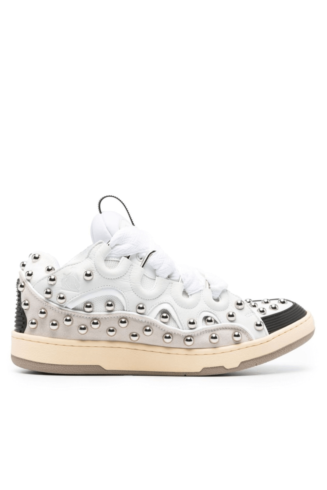 Lanvin Lace-Up Curb Sneakers White/Black  for men