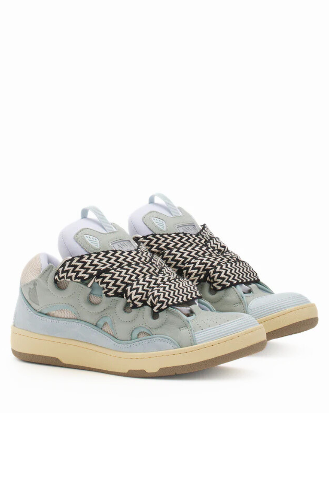 Lanvin Leather curb grey blue sneakers for Men