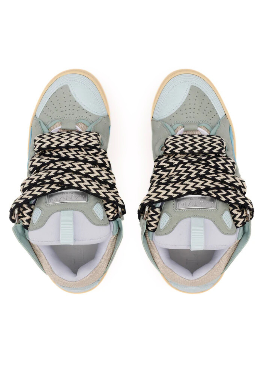Lanvin Leather curb grey blue sneakers for Men