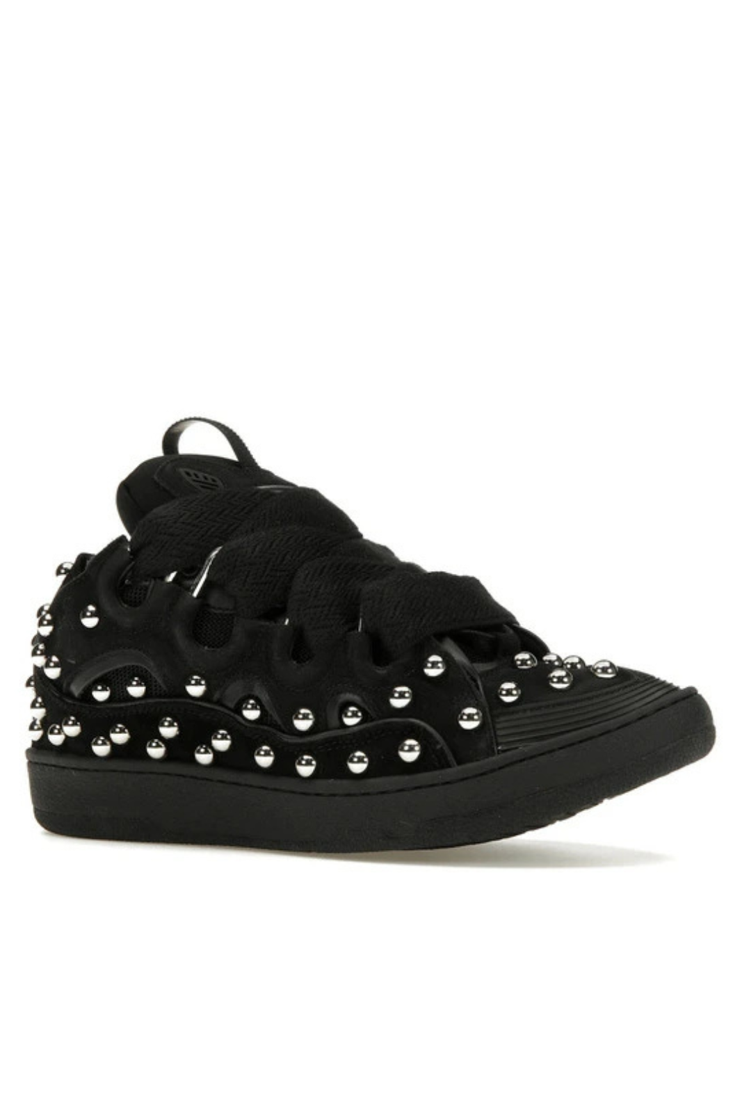 Lanvin Studded Leather Curb Sneaker Black