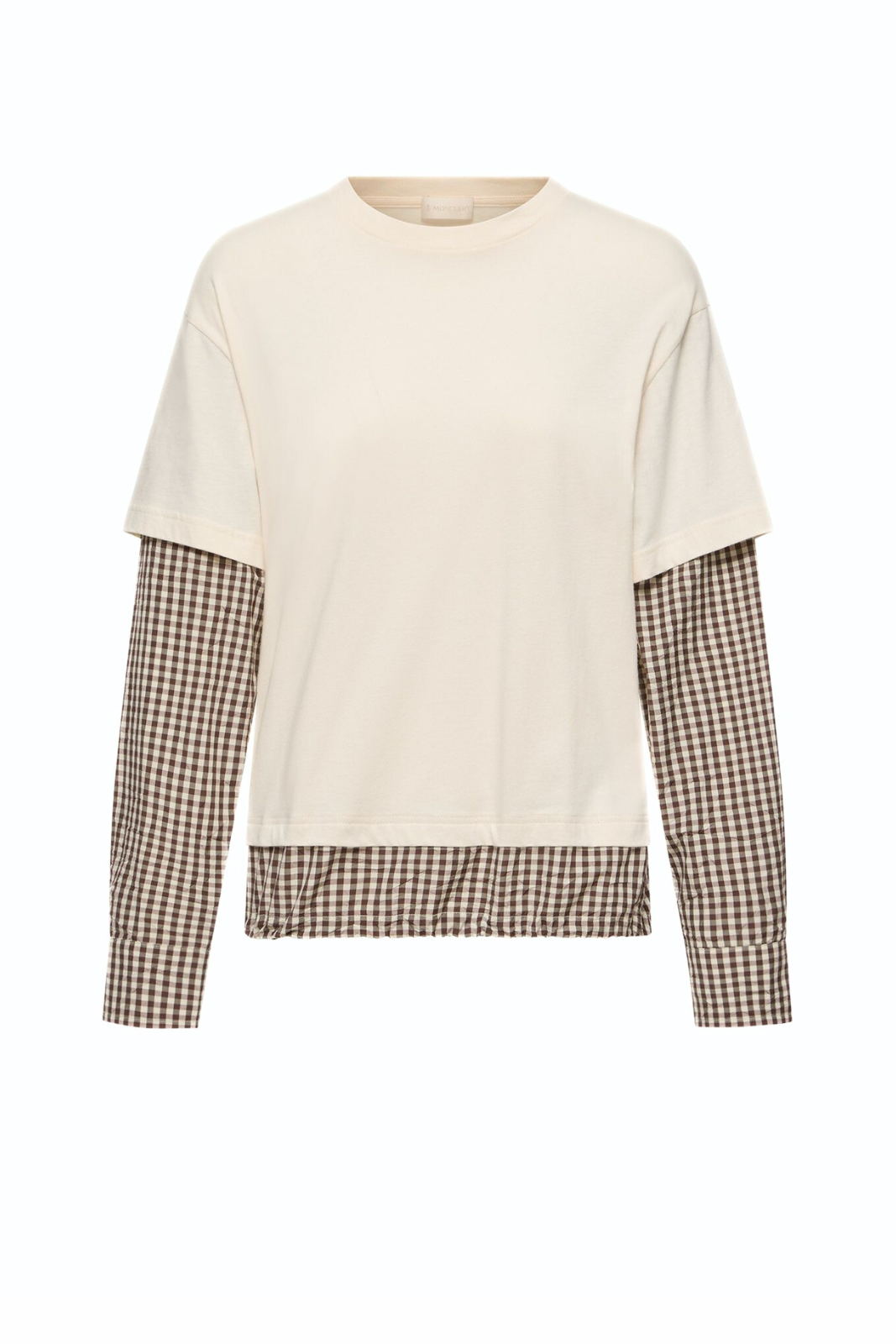 Moncler Layered-Effect Vichy Cotton Blend T-Shirt white