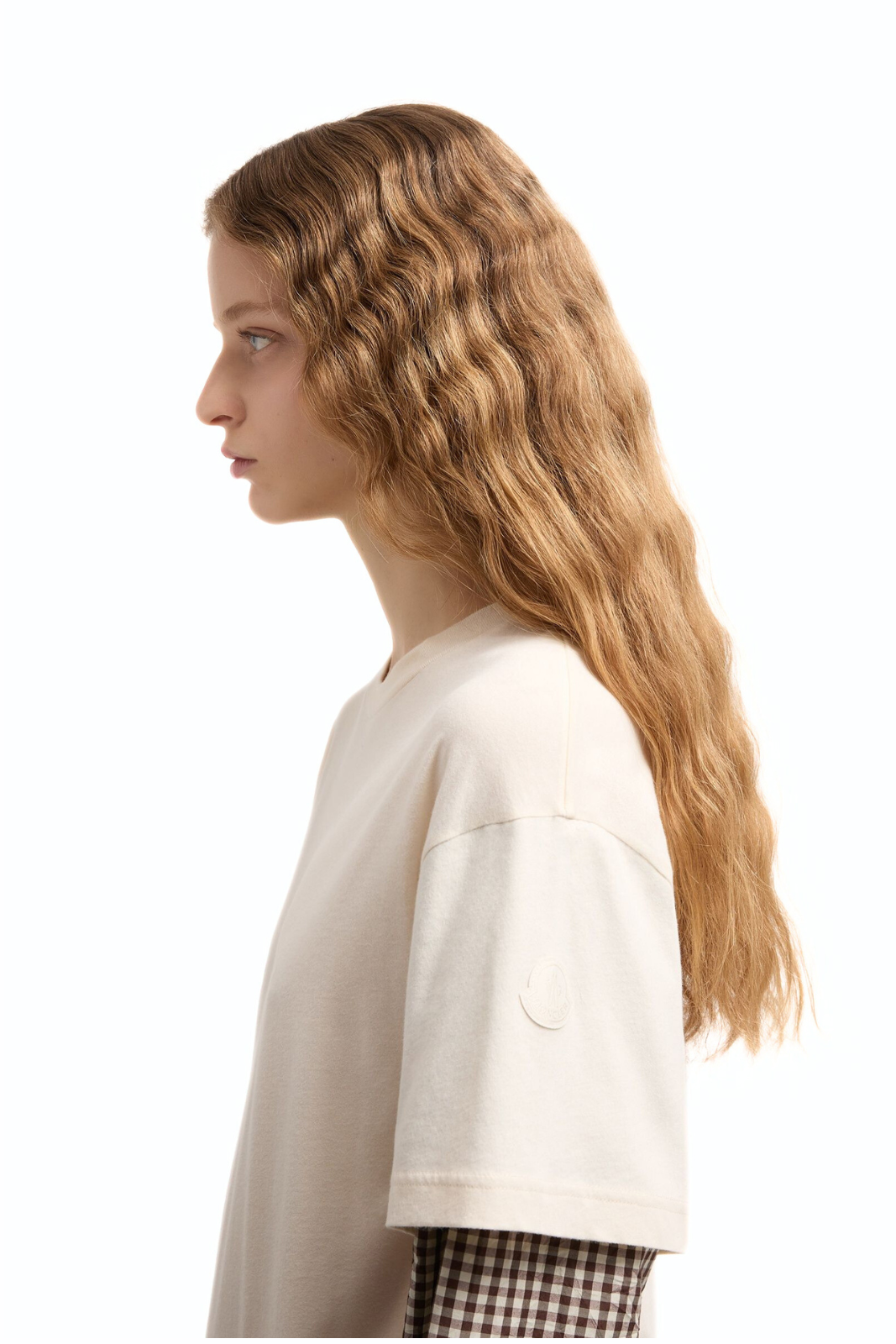 Moncler Layered-Effect Vichy Cotton Blend T-Shirt white