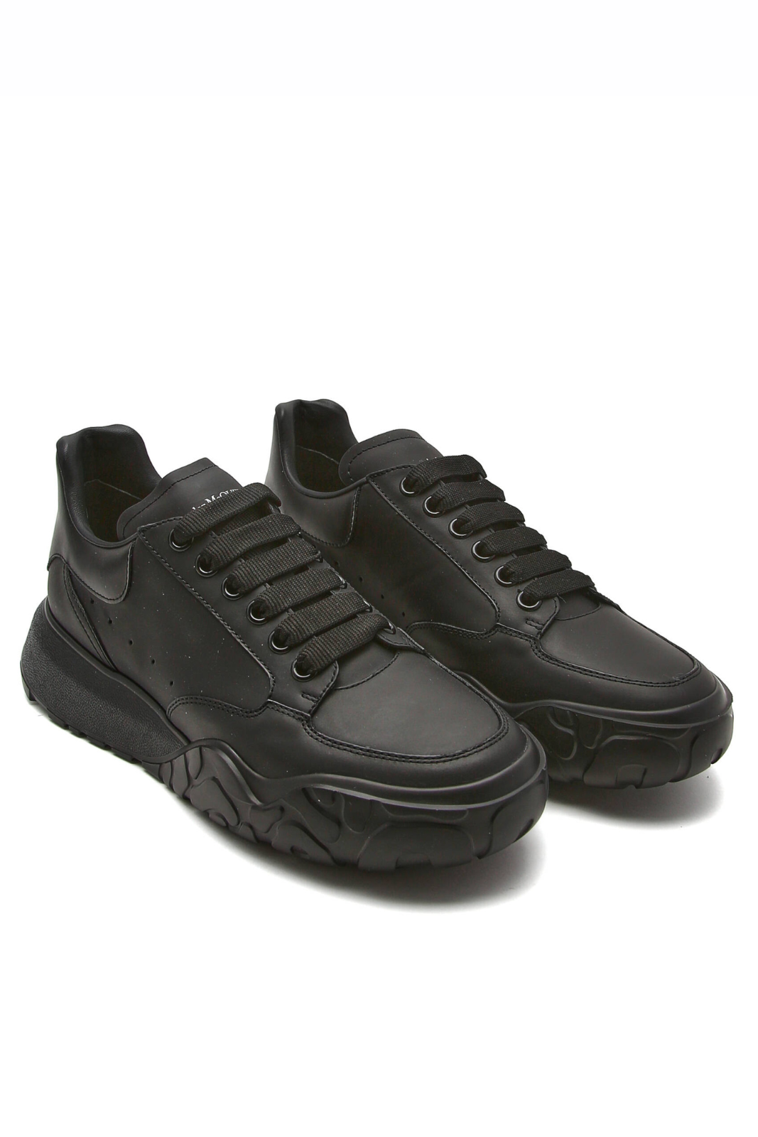 Alexander McQueen Court Exaggerated Sole Leather Sneakers Black