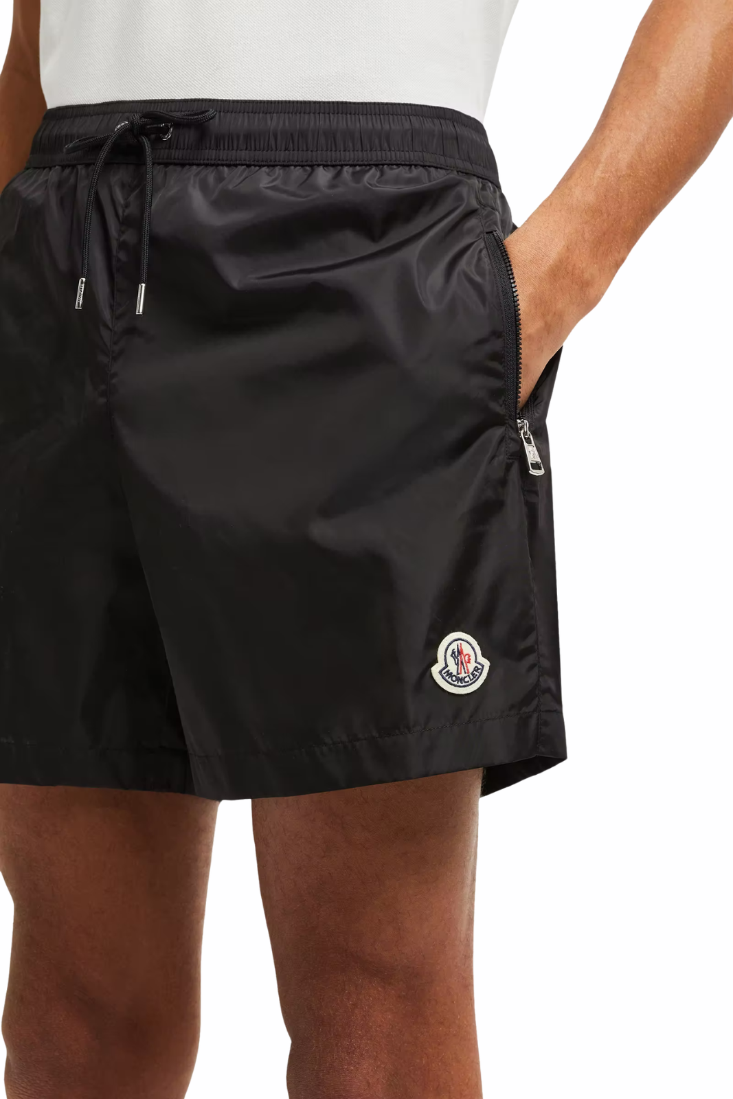 Moncler Logo Patch Swim Shorts Black