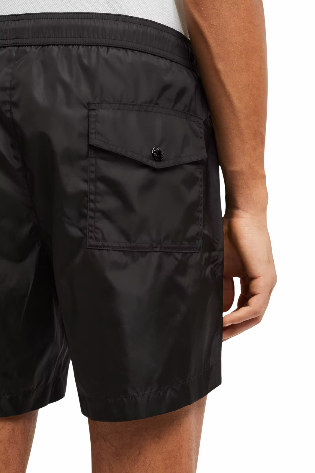 Moncler Logo Patch Swim Shorts Black