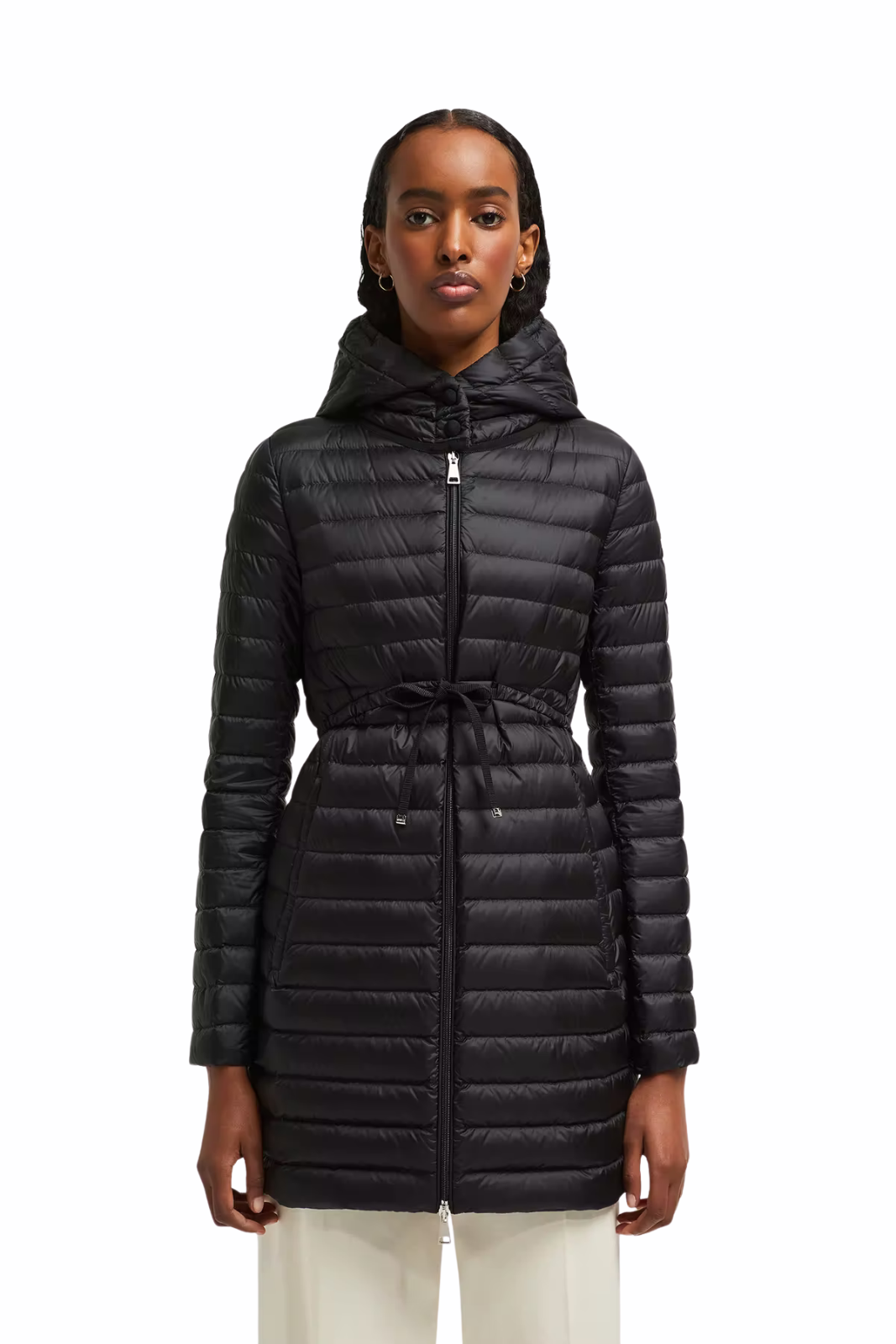 Moncler Barbel Hooded Fit Flare Long Down Jacket