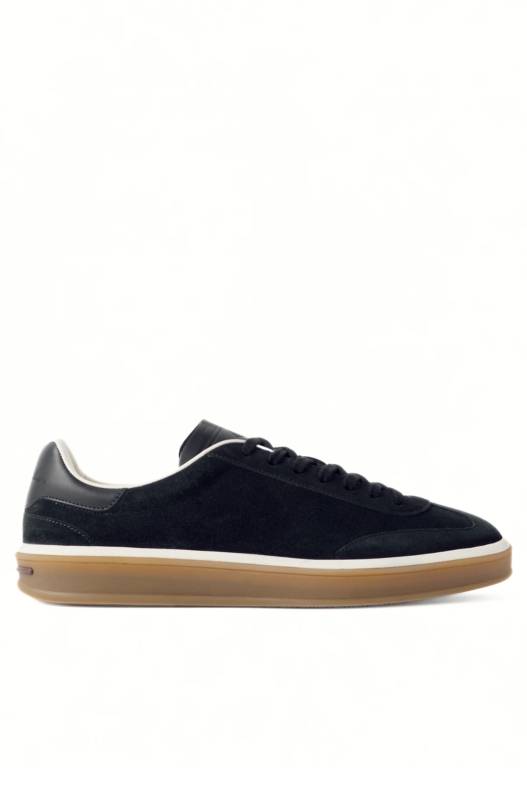 Loro Piana Tennis Walk Leather-Trimmed Suede Sneakers Dark Blue