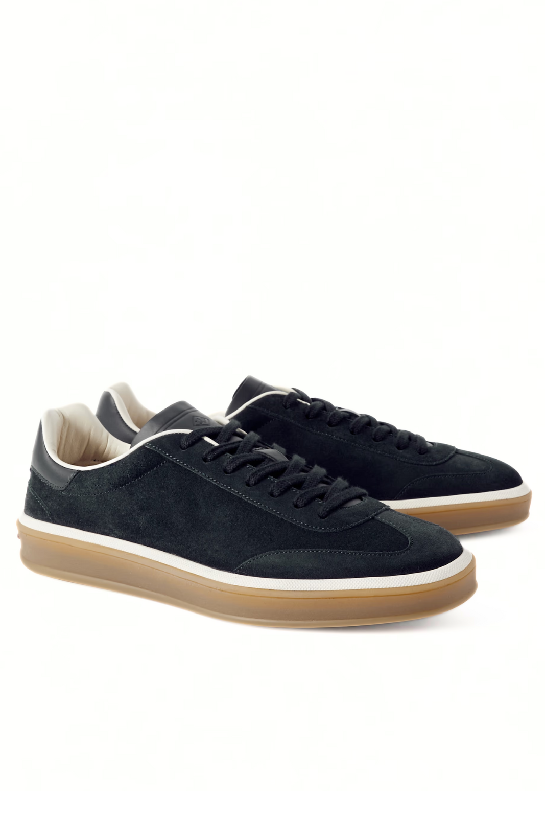 Loro Piana Tennis Walk Leather-Trimmed Suede Sneakers Dark Blue