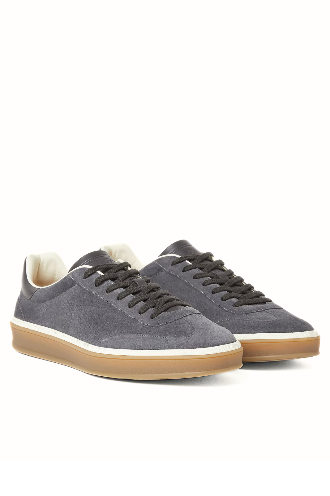 Loro Piana Suede Calf Split Tennis Walk Grey Sneakers
