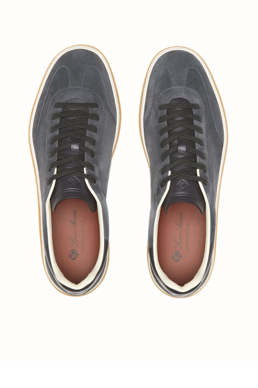Loro Piana Suede Calf Split Tennis Walk Grey Sneakers
