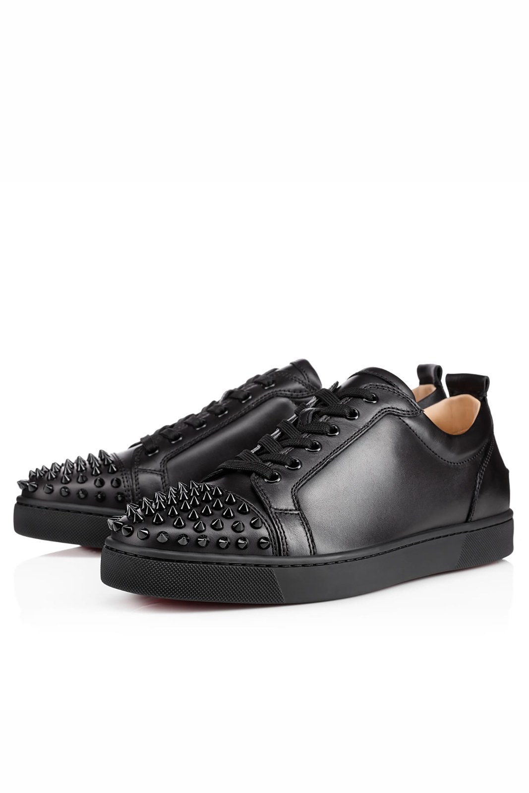 Christian Louboutin Louis Junior Spikes Sneakers Calf leather and spikes Black Men