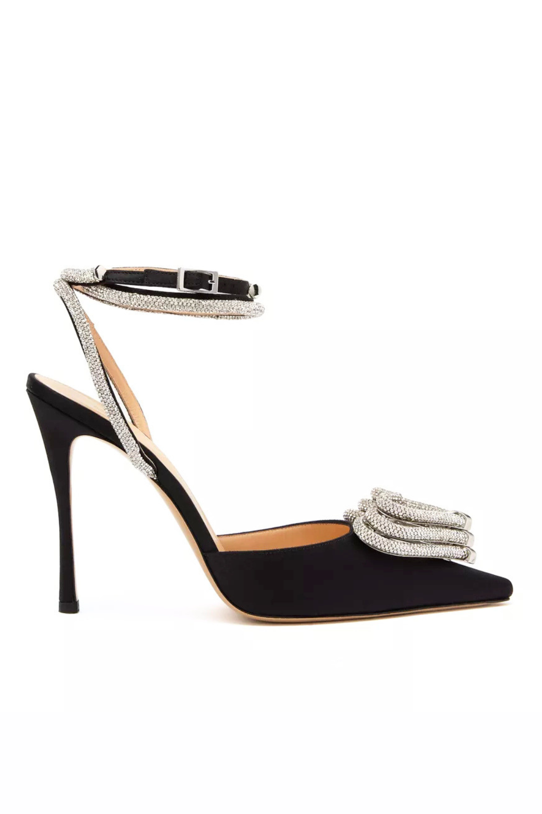 Mach & Mach 110 Triple Heart Crystal-embellished Pumps in Satin