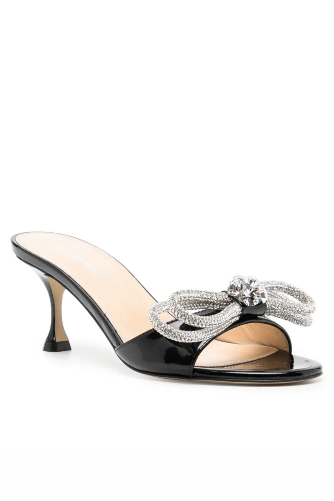 Mach & Mach black 70mm Double Bow patent-leather sandals