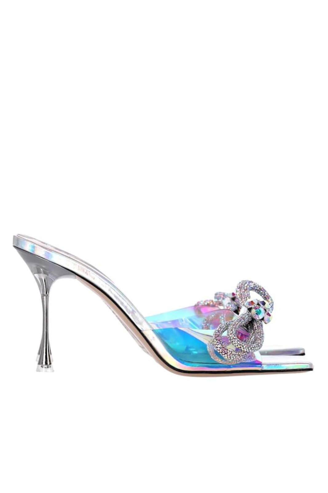 Mach & Mach Iridescent PVC Crystal Embellished Slide Sandals