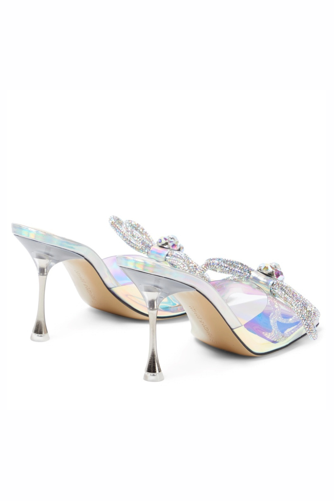 Mach & Mach Iridescent PVC Crystal Embellished Slide Sandals
