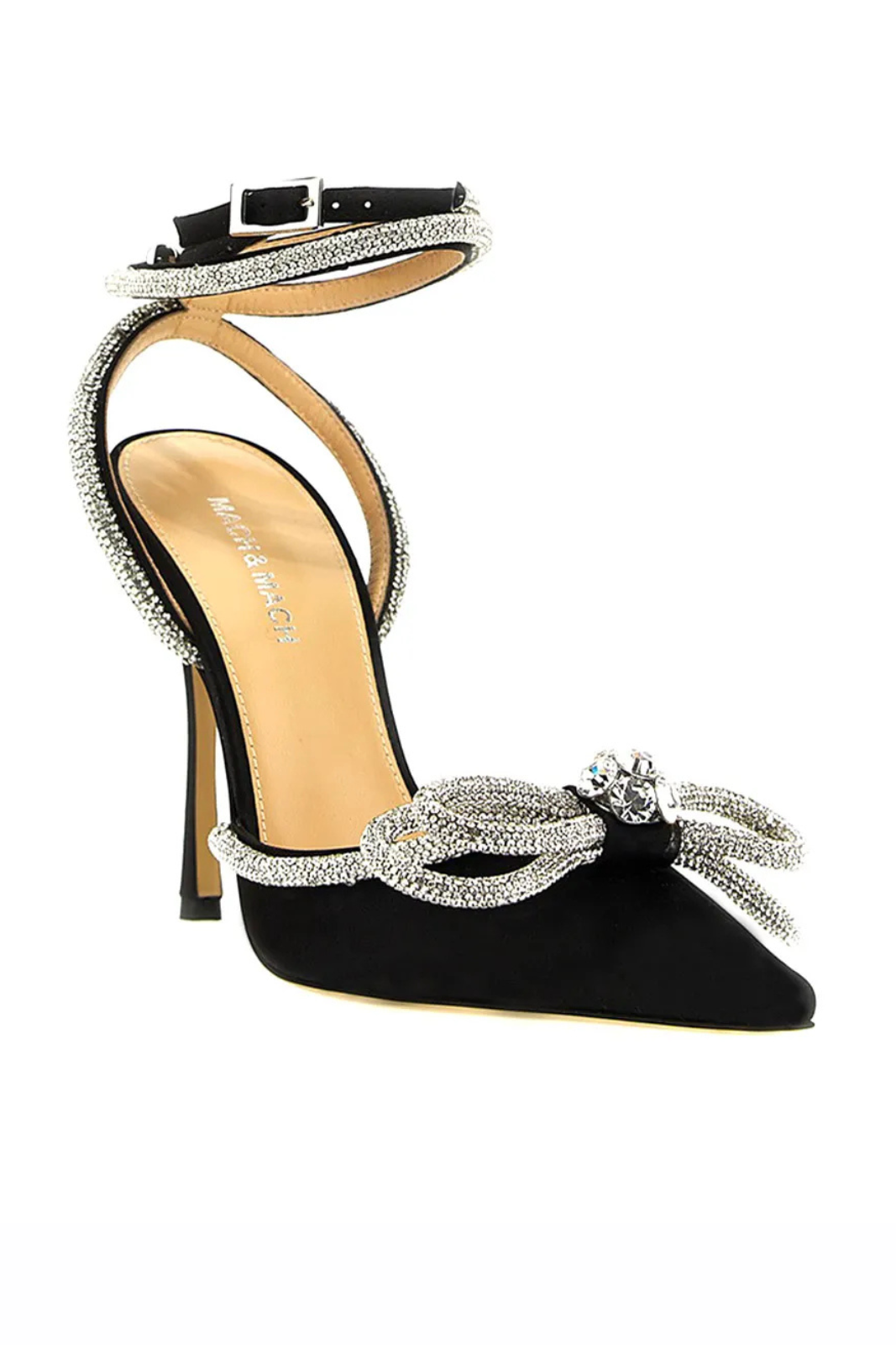 Mach & Mach Bow Crystal-Embellished Satin Black