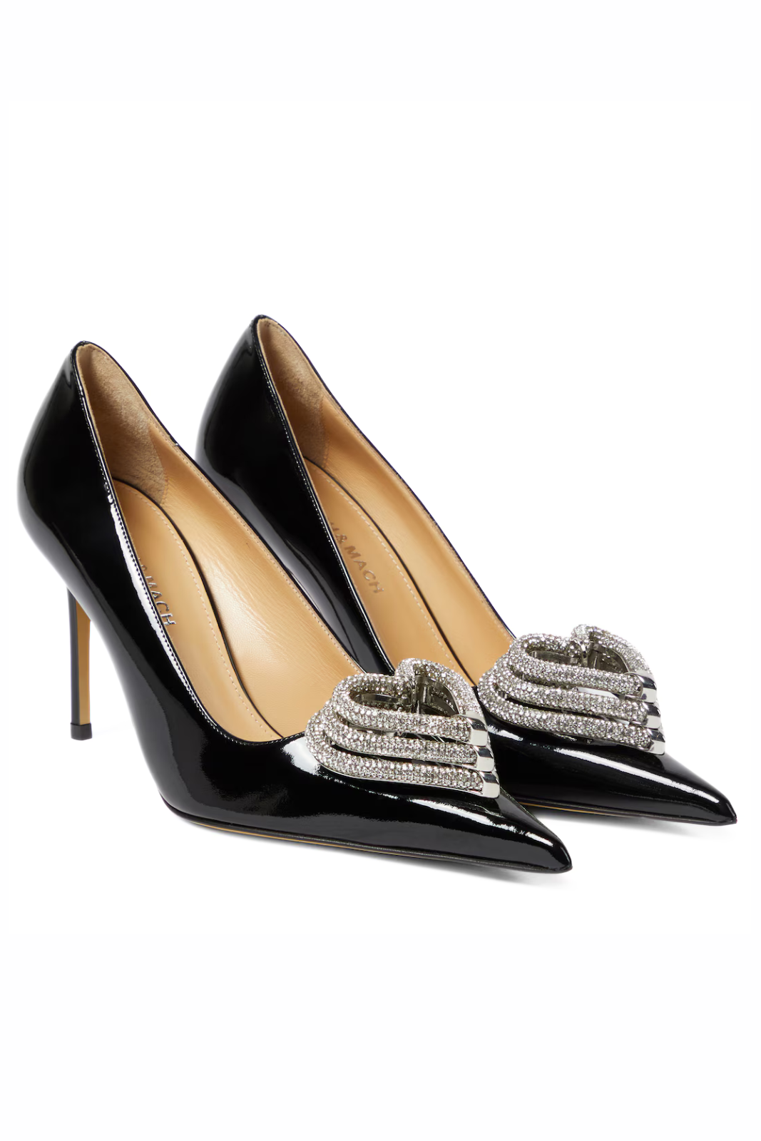 Mach & Mach Triple Heart patent leather pumps Black
