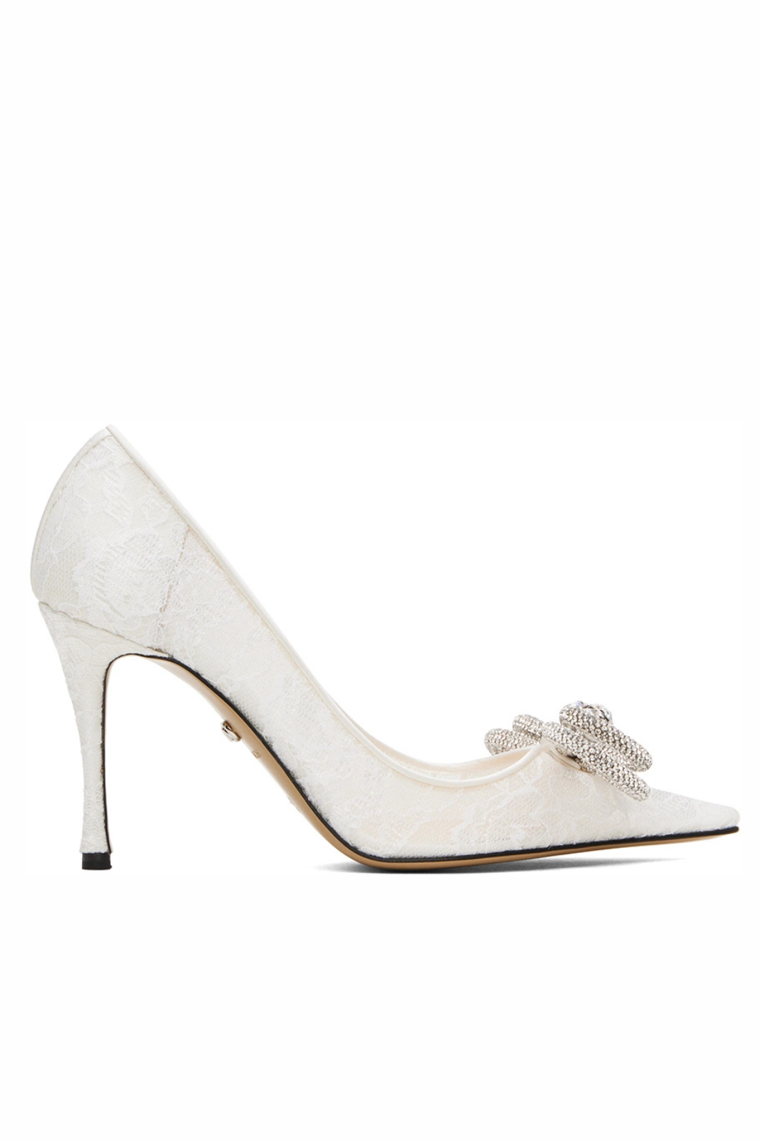 Mach & Mach White Double Bow Lace 95 Heel