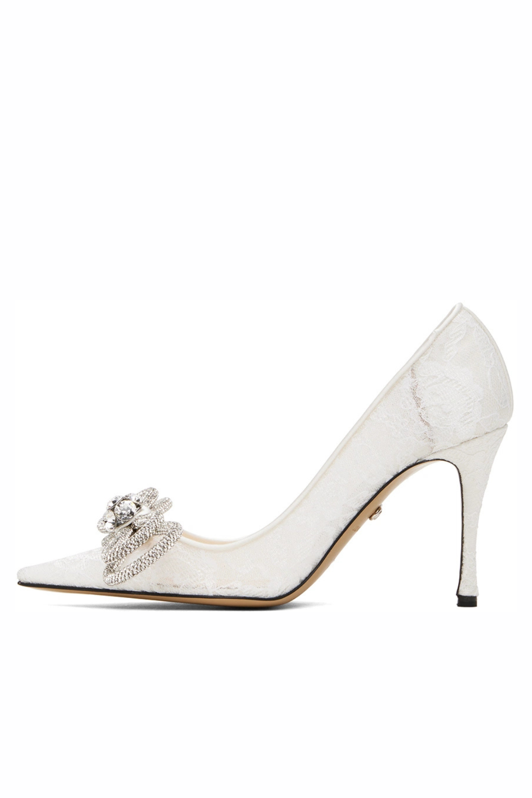 Mach & Mach White Double Bow Lace 95 Heel