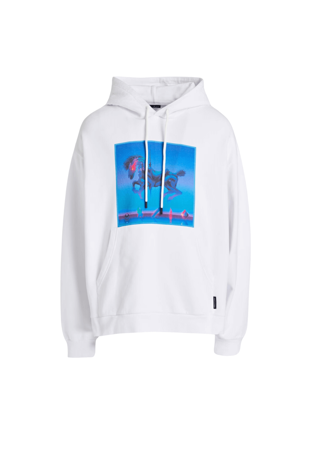 Marcelo Burlon Printed cotton-fleece hoodie white