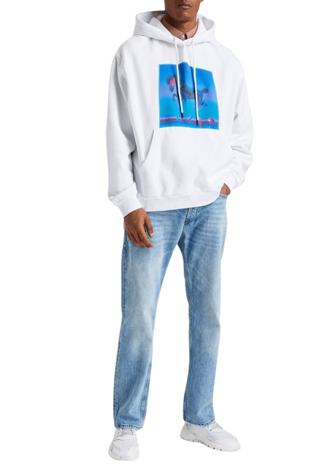 Marcelo Burlon Printed cotton-fleece hoodie white for men