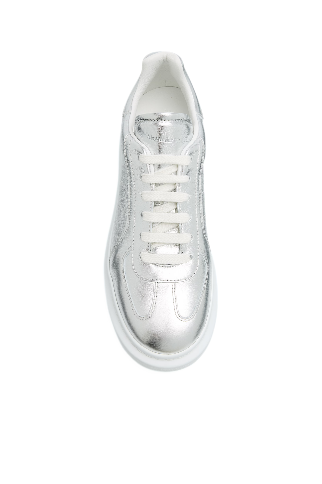 Alexander McQueen Men's Metallic-Trim Leather Low-Top Silver Sneakers