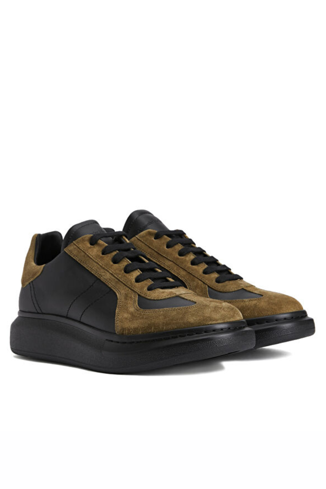 Alexander McQueen Oversize Black Brown Mens Leather Sneakers