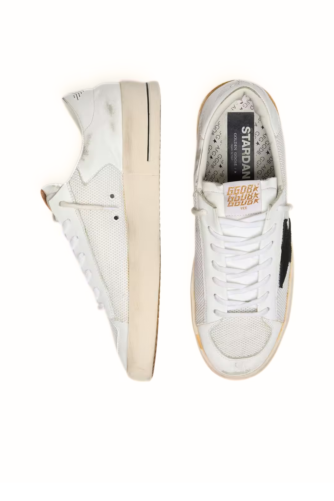 Golden Goose Men's Stardan in white mesh with black suede star